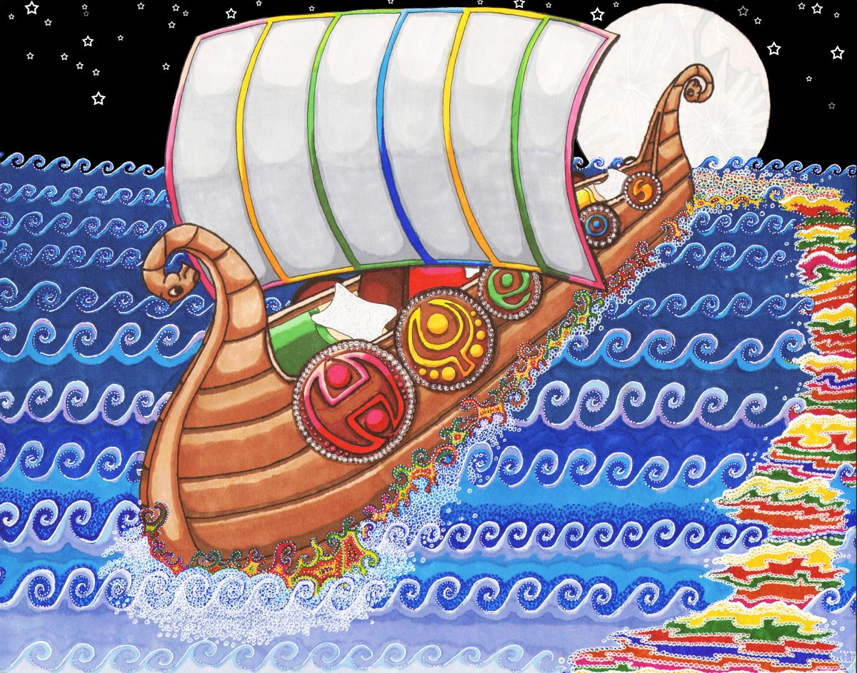 Ship illustration from the beloved children's book, "Sometimes Sleep"