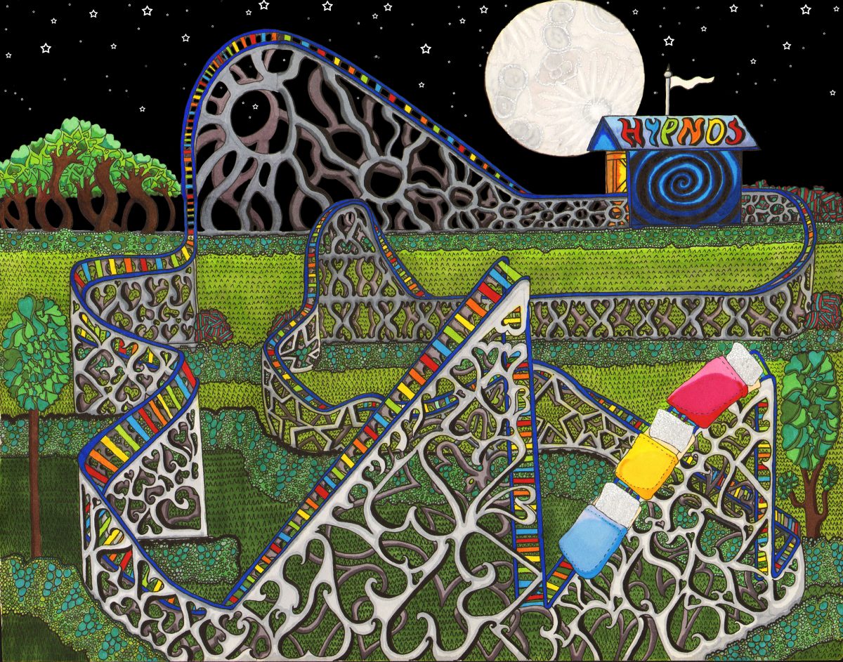 Rollercoaster Illustration from the beloved children's book, "Sometimes Sleep"