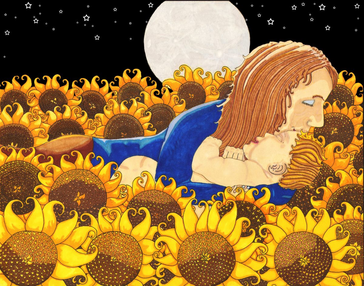 Sunflower illustration from the beloved book "Sometimes Sleep"